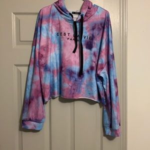 Tie Die Crop Hoodie
